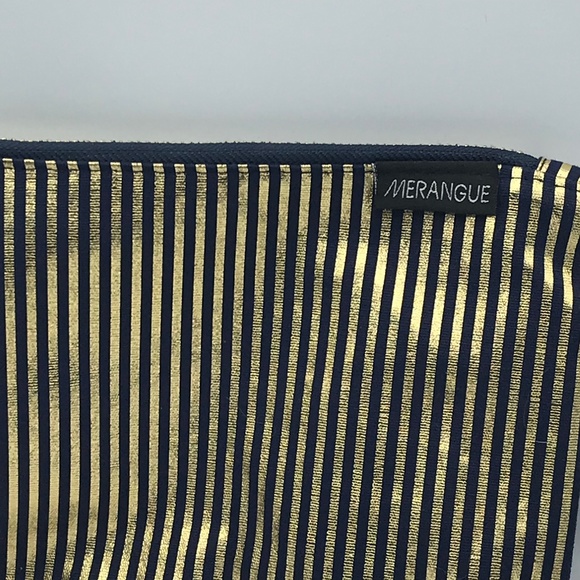 NWOT Merangue Black & Gold Striped Make Up Bag - Picture 2 of 8